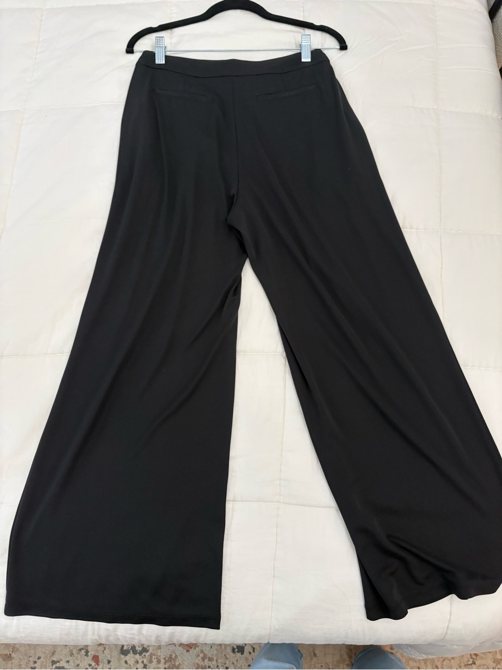 Polo Ralph Lauren Pleated Stretch Jersey Wide Leg Pant- Black - Picture 6 of 7